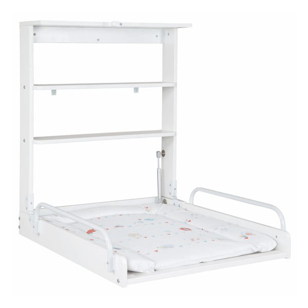 Baltos spalvos prie sienos tvirtinamas vystymo stalas Vogeltanz – Roba