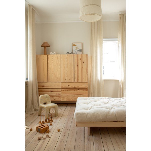 Iš pušies masyvo viengulė lova natūralios spalvos su lovos grotelėmis 90x200 cm Kanso – Karup Design-image-4