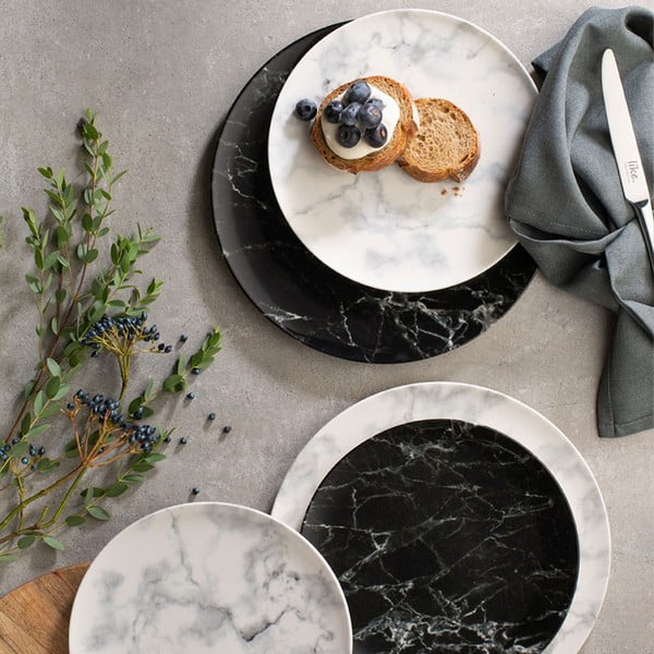 Juodai balta porcelianinė lėkštė Villeroy & Boch Marmory, ø 27 cm-image-2