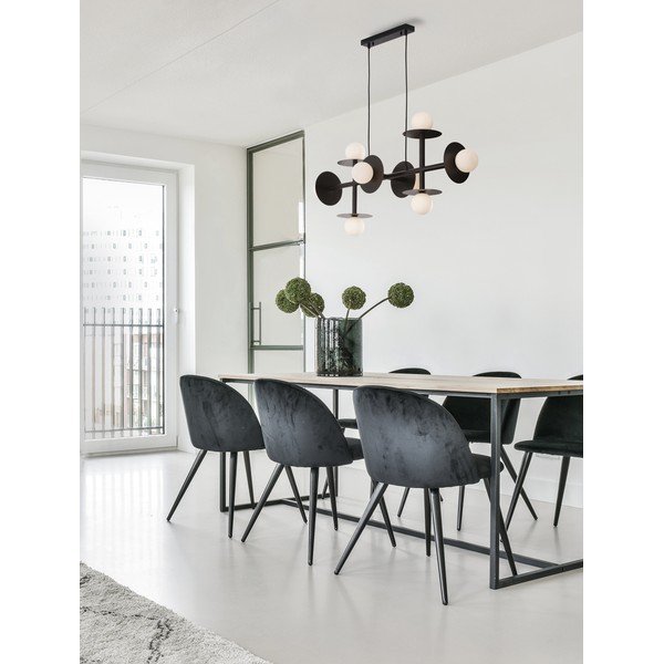Baltos spalvos/juodos spalvos iš metalo kabantis šviestuvas su stiklo gaubtu Pielo – Nova Luce-image-1