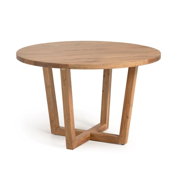 Iš akacijos masyvo apvalios formos valgomojo stalas natūralios spalvos ø 120 cm Nahla – Kave Home-image-4