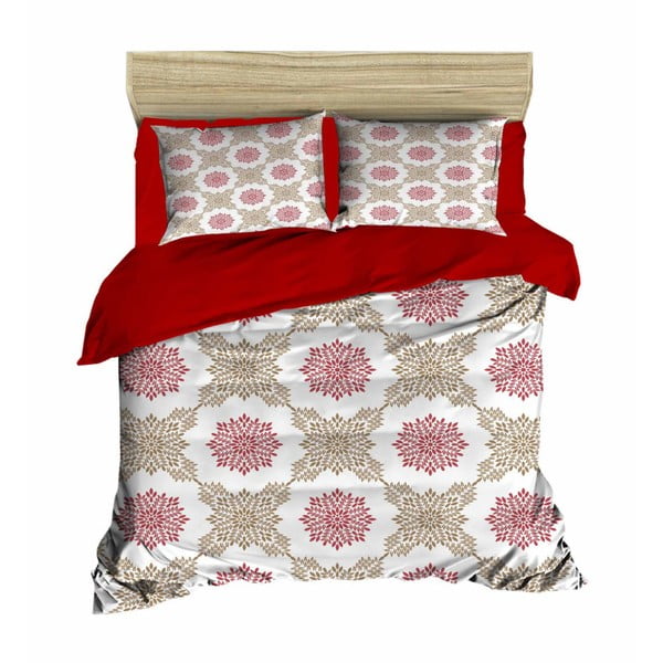 Dvigulės lovos patalynės ir paklodžių rinkinys "Sniego dribsniai", raudona 442, 200 x 220 cm