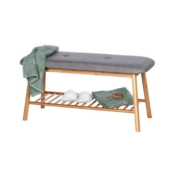 Iš bambuko spintelė batams pilkos spalvos/rudos spalvos su suoliuku Bahari – Wenko-image-3