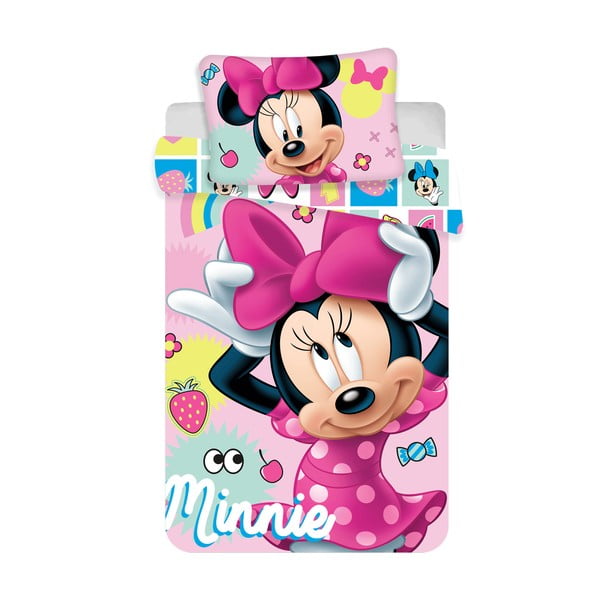 Rožinės spalvos iš medvilnės vaikiška patalynė vaikiškai lovai 100x135 cm Minnie "Sweet" – Jerry Fabrics