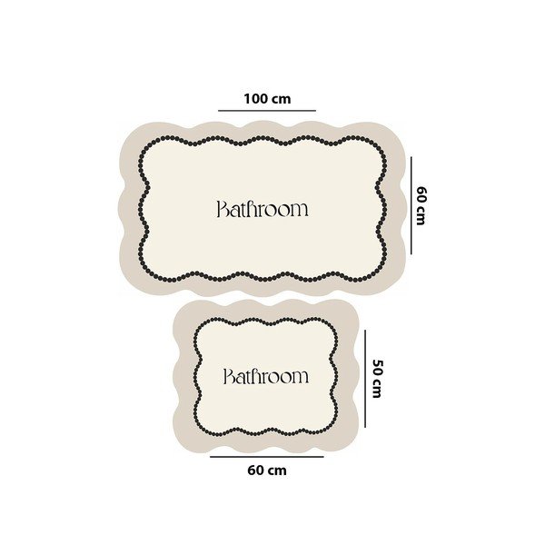 Kreminės spalvos vonios kilimėliai 2 vnt. 60x100 cm Bounde – Foutastic-image-2