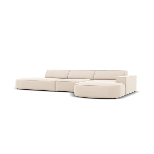 Smėlio spalvos aksominė kampinė sofa (dešinysis kampas) Jodie - Micadoni Home-image-3
