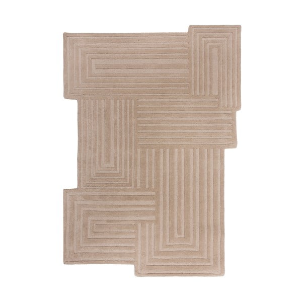 Rankų darbo smėlio spalvos iš vilnos kilimas 200x290 cm Zen Rectangles – Flair Rugs