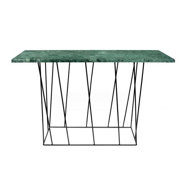Žalio marmuro konsolinis staliukas su juodomis kojomis TemaHome Helix, 40 x 120 cm
