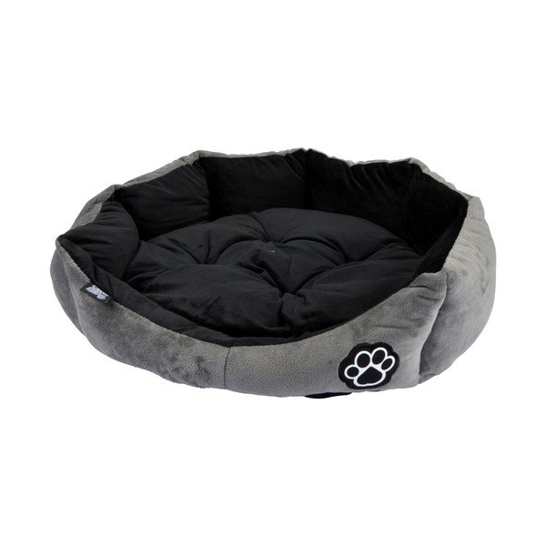 Pilkos spalvos iš zomšo augintinio guolis šuniui ø 50 cm Flakes – Love Story