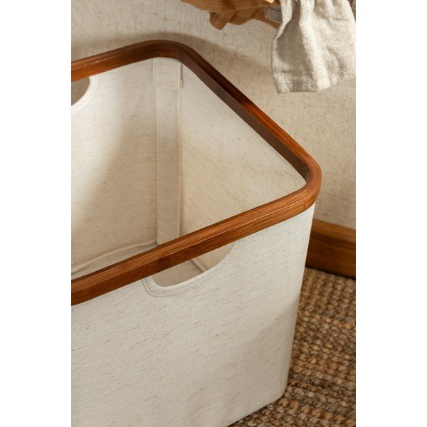 Kreminės spalvos iš tekstilės daiktadėžė 30x30x30 cm Bamboo/Linen Cube – Bigso-image-4