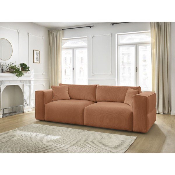 Oranžinės spalvos sulankstoma/su sandėliavimo vieta sofa 265 cm Ezechiel – Bobochic Paris-image-1
