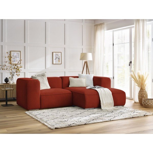 Iš boucle kampinė sofa raudonos plytų spalvos (su dešiniuoju kampu) Zephyr – Bobochic Paris-image-1
