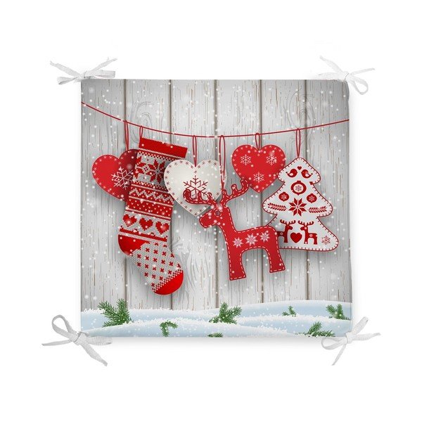 Kalėdinė sėdynės pagalvėlė iš medvilnės mišinio Minimalist Cushion Covers Xmas Symbols, 42 x 42 cm