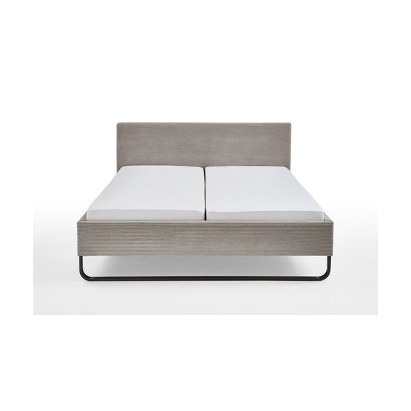 Pilkos spalvos/rudos spalvos dvigulė lova audiniu dengta be grotelių 180x200 cm Swing – Meise Möbel-image-4