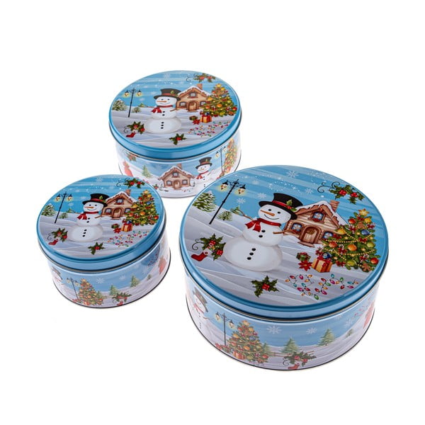 Iš metalo maisto laikymo indai 3 vnt. meduoliukams Snowman – Dakls