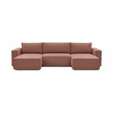 Kampinė sofa rožinės spalvos („U“ formos) Nihad – Bobochic Paris