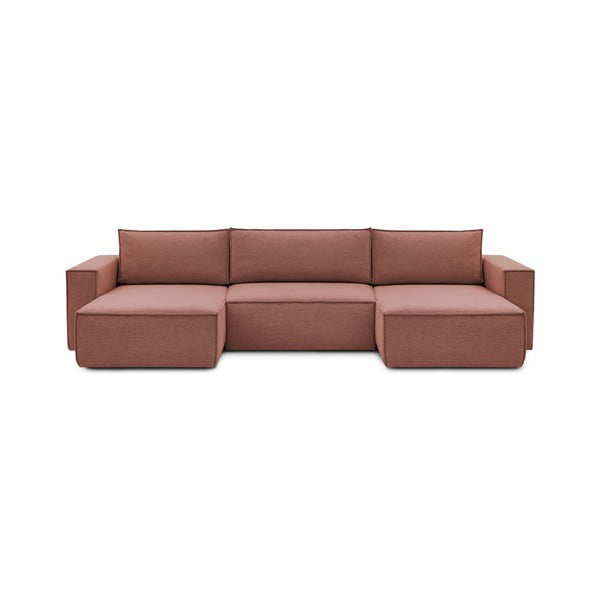 Kampinė sofa rožinės spalvos („U“ formos) Nihad – Bobochic Paris