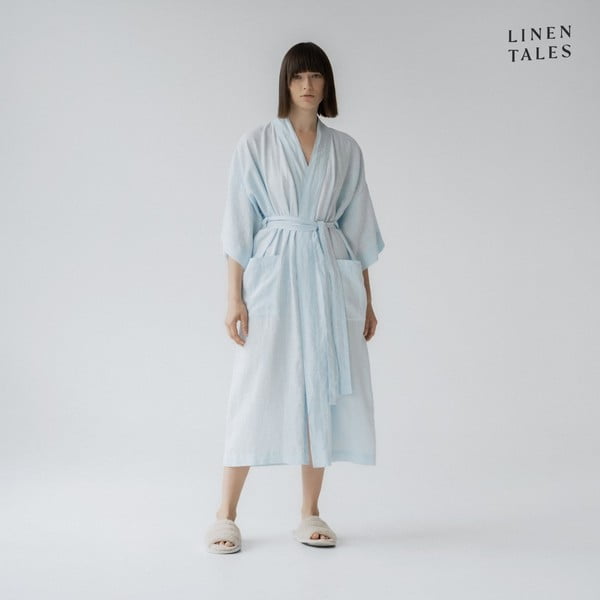 Šviesiai mėlynas lininis chalatas L/XL dydžio Summer - Linen Tales