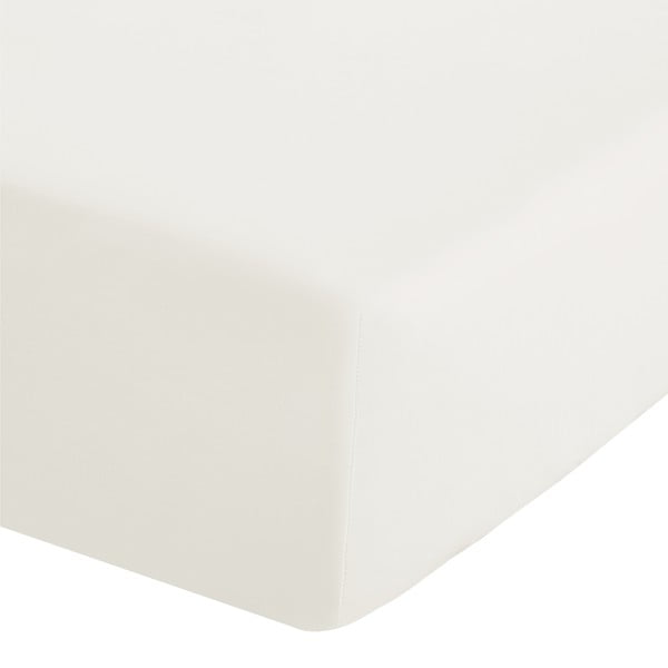 Kreminės spalvos iš perkalio paklodė su guma 150x200 cm Easy Iron Percale – Catherine Lansfield