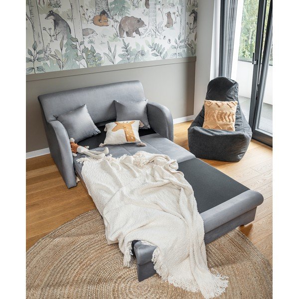 Šviesiai pilkos spalvos iš velveto sulankstoma sofa 130 cm Ario – ELTAP-image-2