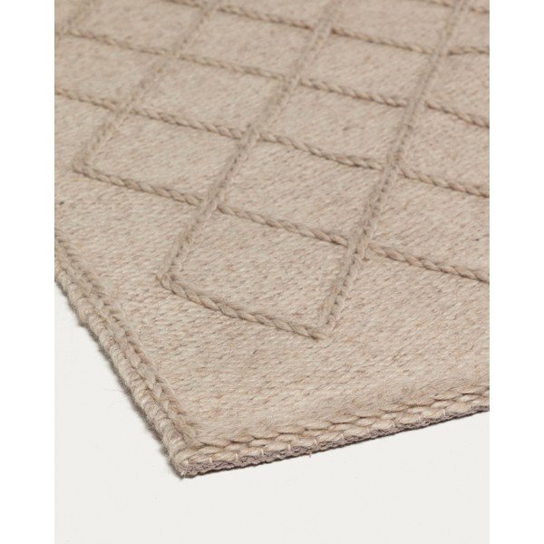 Skalbiamas smėlio spalvos iš vilnos mišinio kilimas 160x230 cm Sybil – Kave Home-image-2
