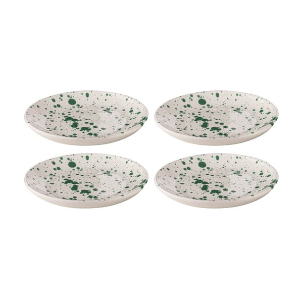 Desertinės lėkštės baltos spalvos/žalios spalvos iš akmens masės 4 vnt. ø 18 cm Carnival – Ladelle