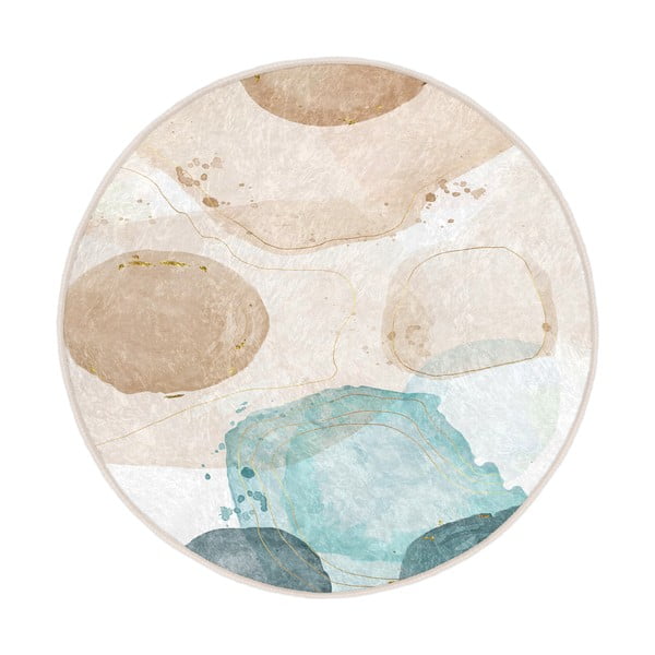 Skalbiamas apvalios formos kilimas mėlynos spalvos/smėlio spalvos ø 150 cm Puddle – Mila Home