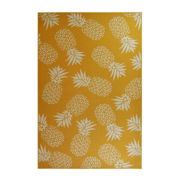 Geltonas lauko kilimas Floorita Pineapple, 133 x 190 cm