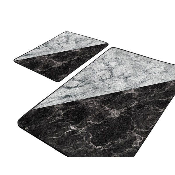 Juodai balti vonios kambario kilimėliai, 2 vnt., 60x100 cm - Mila Home-image-4