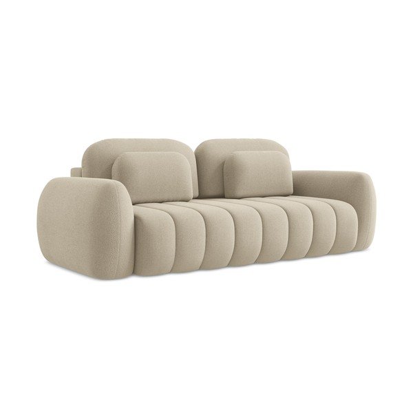 Šviesiai rudos spalvos iš boucle sulankstoma/su sandėliavimo vieta sofa 266 cm Pele – Makamii-image-3
