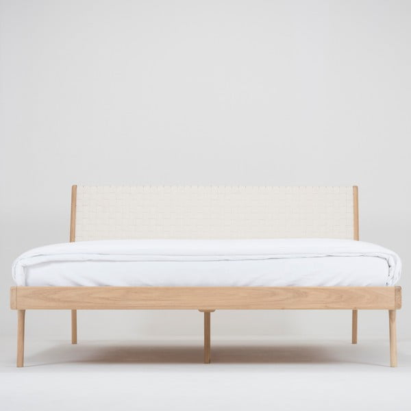 Ąžuolo masyvo lova su baltu galvūgaliu Gazzda Fawn, 180 x 200 cm-image-3