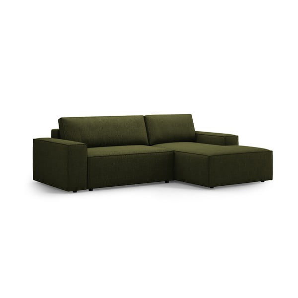 Iš boucle sulankstoma kampinė sofa tamsiai žalios spalvos (su dešiniuoju kampu) Jodie – Micadoni Home-image-3