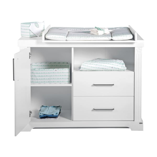 Žema su vystymo stalu vaikiška šoninė spintelė baltos spalvos 120x98 cm Maxi – Roba-image-2