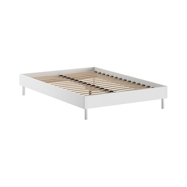 Baltos spalvos iš buko masyvo dvigulė lova be galvūgalio su lovos grotelėmis 140x200 cm Forrest – Vipack
