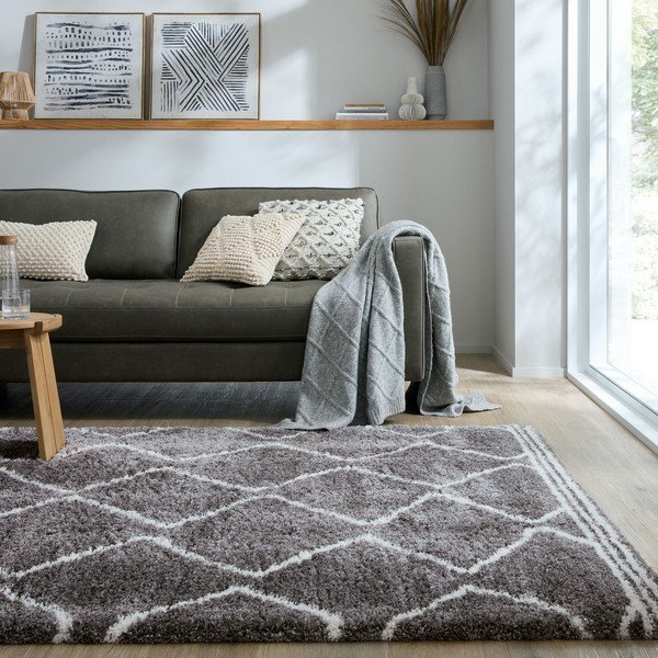 Pilkos spalvos kilimas 200x290 cm Riad Berber – Flair Rugs-image-1
