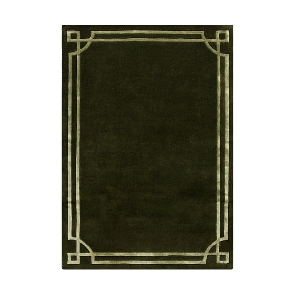 Rankų darbo tamsiai žalios spalvos iš vilnos kilimas 160x230 cm Gatsby – Flair Rugs
