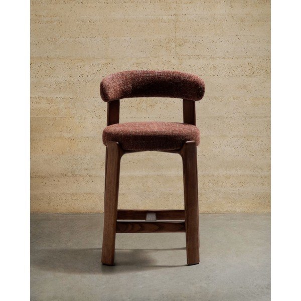 Rudos spalvos/tamsios natūralios spalvos iš uosio masyvo baro taburetė (sėdynės aukštis 65 cm) Granite – Kave Home-image-2