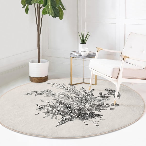Skalbiamas/robotiniams dulkių siurbliams apvalios formos kilimas kreminės spalvos ø 80 cm Comfort – Mila Home-image-1