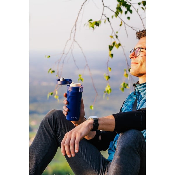 Tamsiai mėlynas kelioninis termo puodelis Vialli Design Fuori, 400 ml-image-3