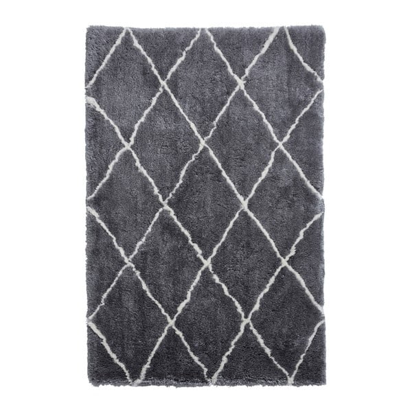 Pilkos ir kreminės spalvos rankomis siūtas kilimas Think Rugs Morocco Grey & Cream, 150 x 230 cm