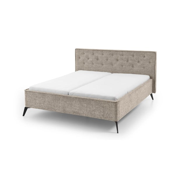Smėlio spalvos dvigulė lova audiniu dengta be grotelių 180x200 cm Alicante – Meise Möbel