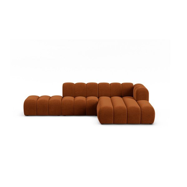 Kampinė sofa oranžinės spalvos (su dešiniuoju kampu) Lupine – Micadoni Home