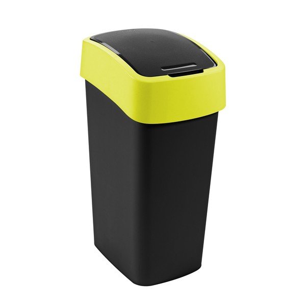 Geltonos spalvos/juodos spalvos iš plastiko šiukšliadėžė rūšiavimui 45 l Flip Bin – Curver