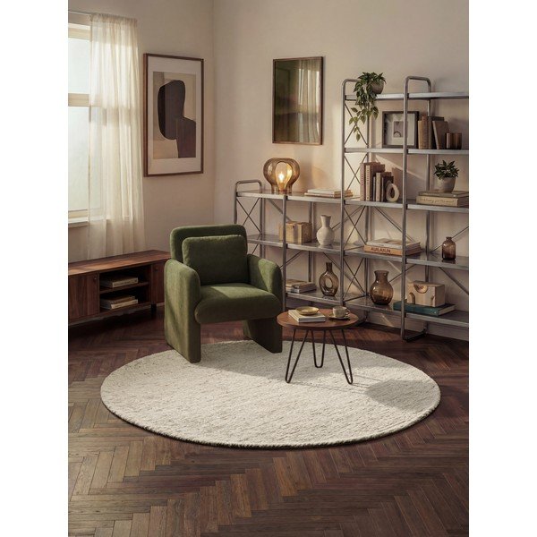 Rankų darbo kreminės spalvos iš vilnos apvalios formos kilimas ø 200 cm Bexley Woolwich – Ted Baker-image-1