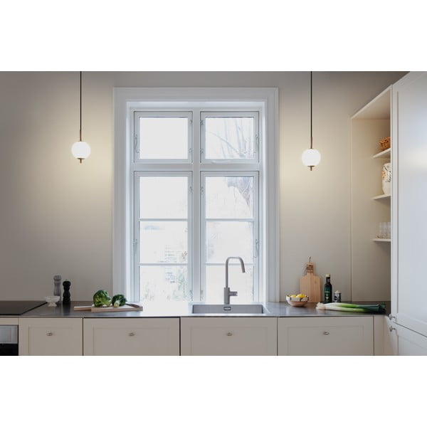 Žalvario spalvos iš metalo kabantis šviestuvas LED ø 12 cm su stiklo gaubtu Audrey – UMAGE-image-1