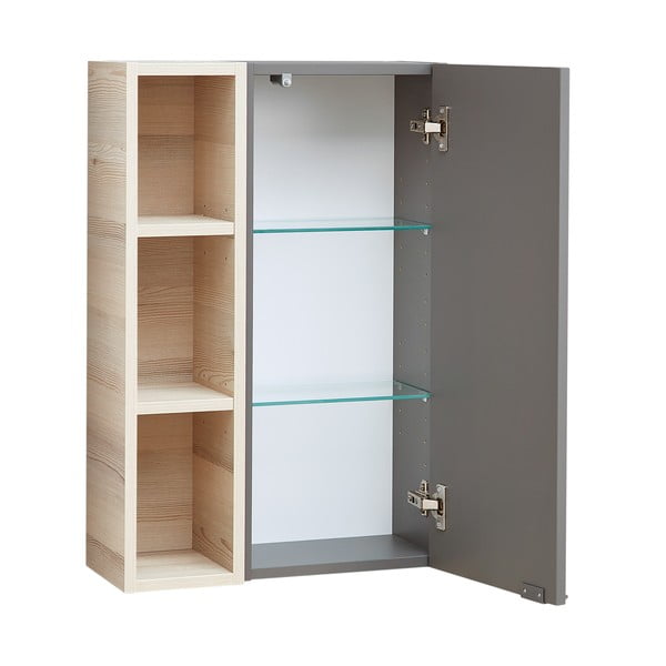 Pilkos spalvos/natūralios spalvos pakabinama vonios daiktadėžė iš pušies 70x45 cm Quickset 394 – Pelipal-image-2