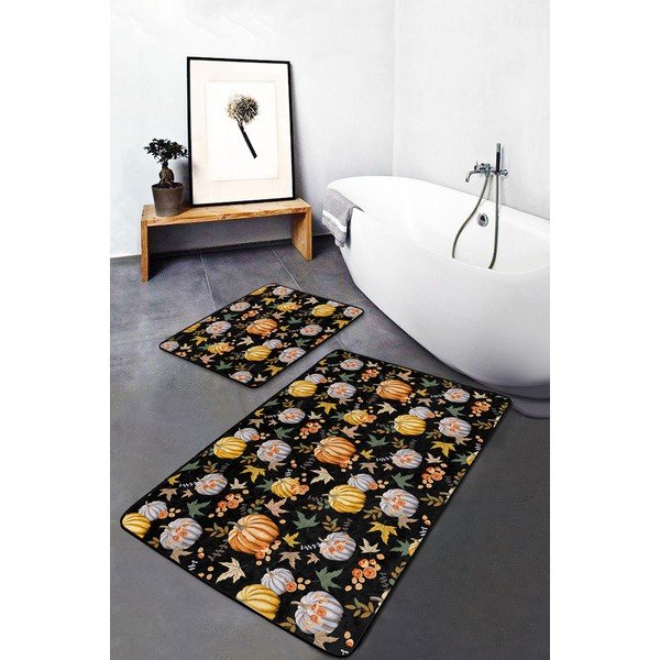 Vonios kilimėliai juodos spalvos/oranžinės spalvos 2 vnt. 60x100 cm – Mila Home-image-3