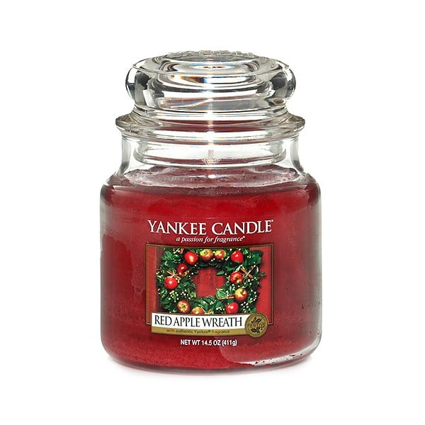 "Yankee Candle" Raudonųjų obuolių vainiko kvapioji žvakė, degimo trukmė 65 - 90 valandų