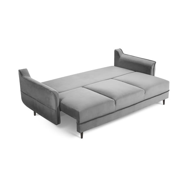 Šviesiai pilka aksominė sofa-lova Kooko Home Basso-image-2