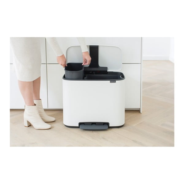 Iš plieno šiukšliadėžė baltos spalvos rūšiavimui/su pedalu 34 l Bo – Brabantia-image-2